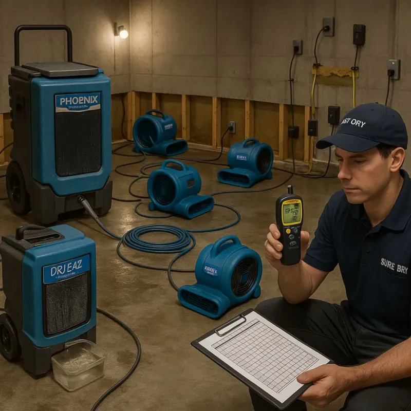 Structural Drying and Dehumidification process in Knightstown, IN
